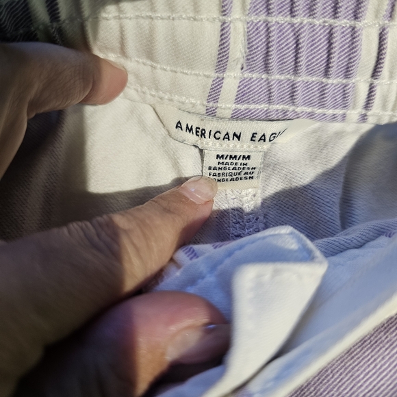 American Eagle Outfitters Purple and Cream Striped Shorts EUC Size Medium - Picture 3 of 3